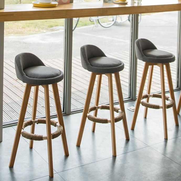 Scandinavian Matte Finish Upholstered Counter Height Stool Footrest Home Barstool