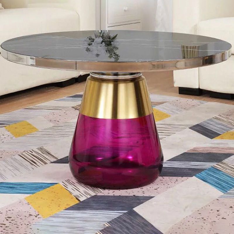 29.53 inch Wide Contemporary Sofa Side Accent Table Glass Round Side End Table