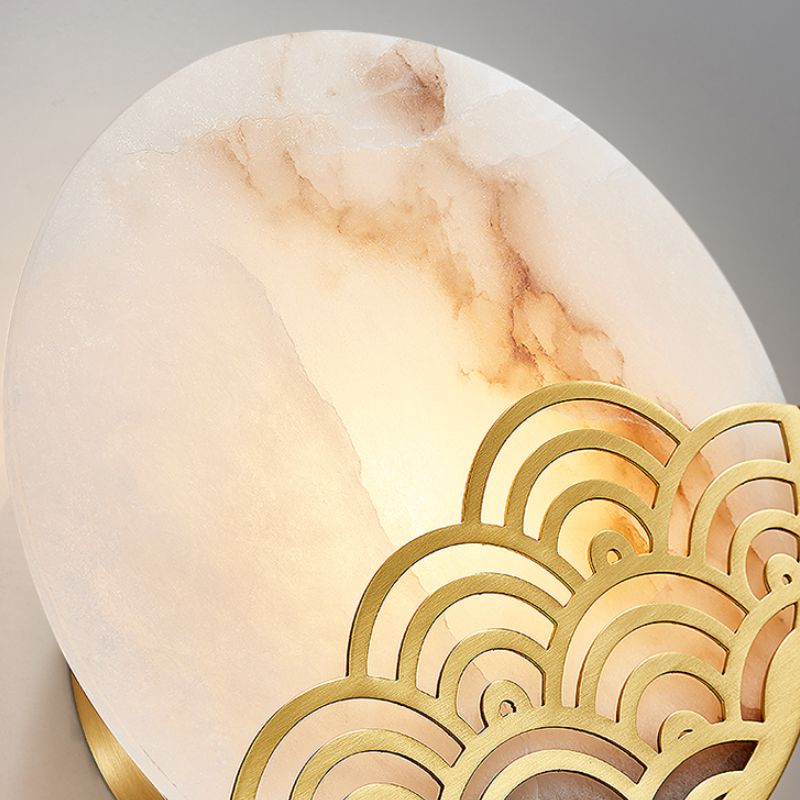 Lampe murale de la chambre circulaire colonialisme marbre simple éclairage mural d'éclairage mural en or, 8 "/ 10" de largeur