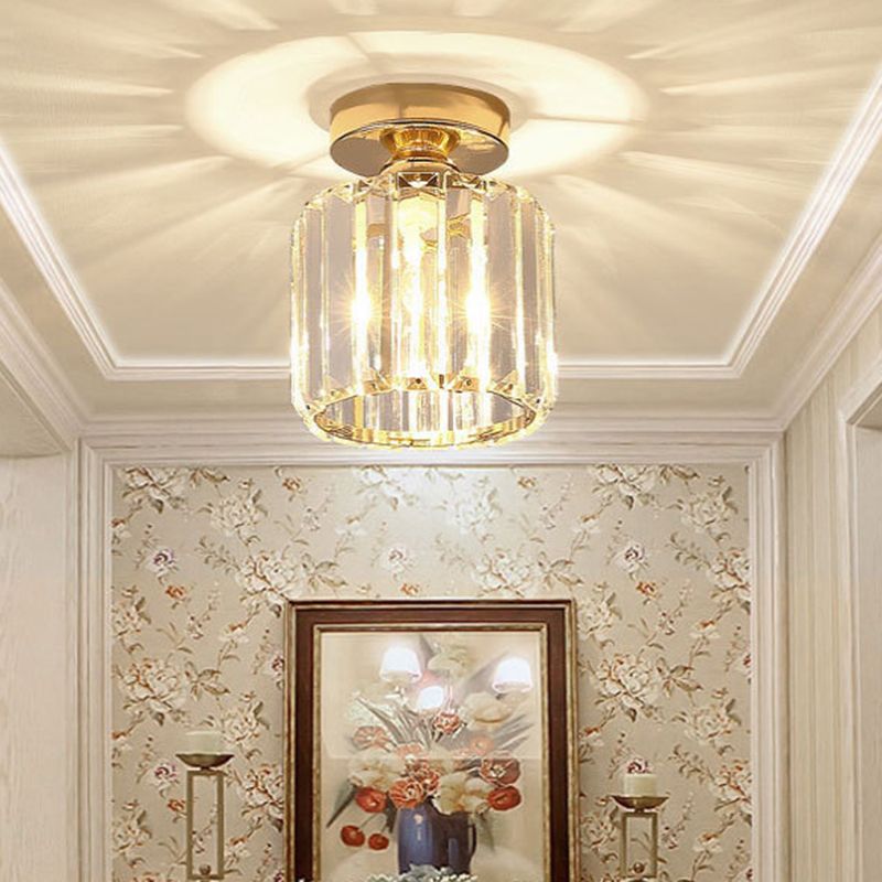 Crystal Geometric Shape Flush Ceiling Light Modern Style 1 Light Flush Mount Light Fixture