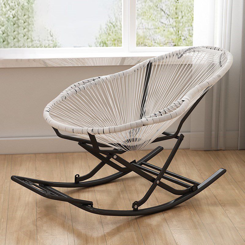 Contemporary Rocking Chair Woven Rope Rattan Rocking Chair in Living Room