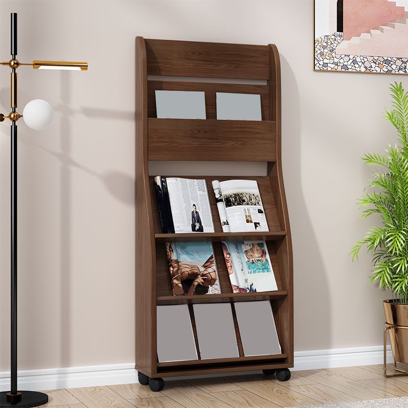 Contemporary Closed Back Bookcase Engineered Wood Vertical Bookshelf