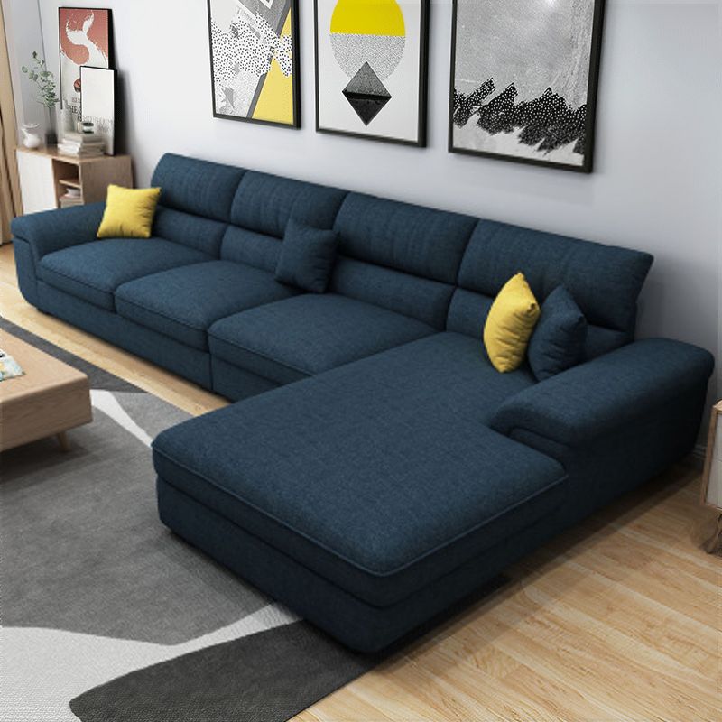 Nordic Cushions Recessed Arm Stationary Sofa Chaise Living Room Fabric
