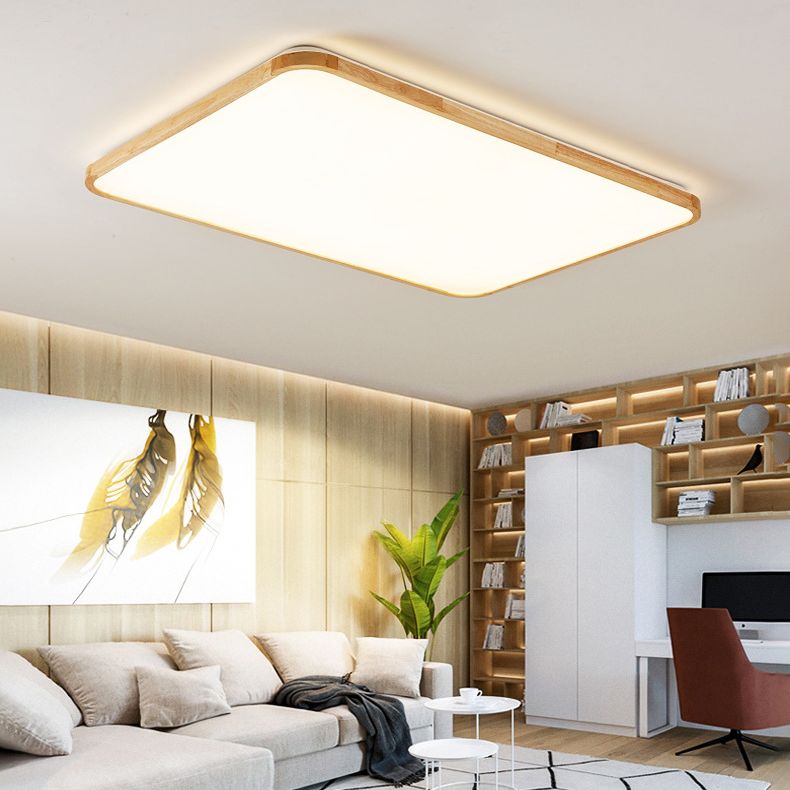 Modern Style Geometrische Bündige Deckenbefestigung 1-Light Holz Flush Ceiling Light