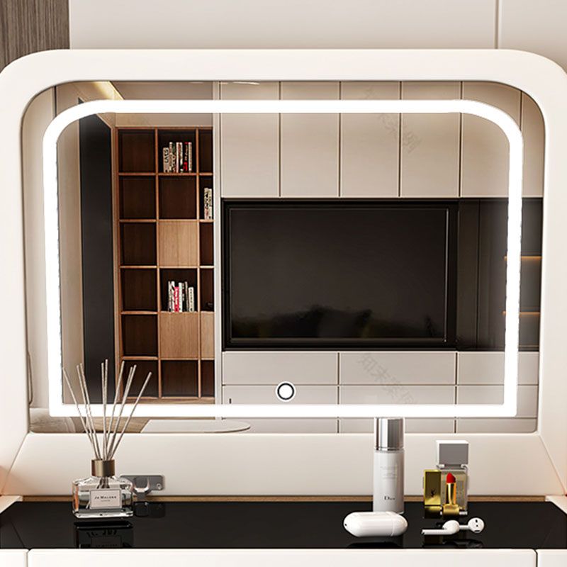 Contemporary Glass Makeup Counter Bedroom Make-up Vanity with Lighted Mirror