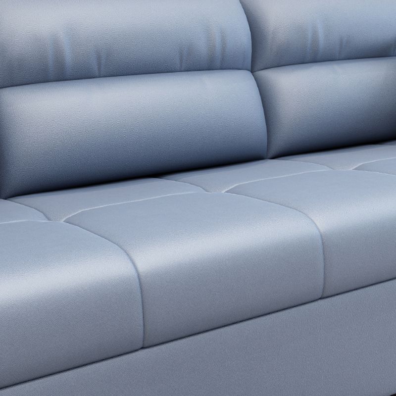 Cotton Blend and Faux Leather Biscuit Back Pillow Top Arm Couch Bed