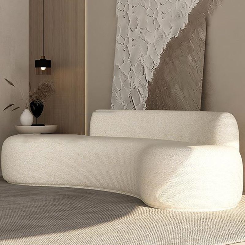 Contemporary Tight Back Curved Sofa Fabric Armless Settee for Living Room