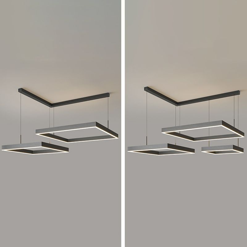 Multi luces lámparas colgantes de vidrio de estilo colgante cuadrado en negro