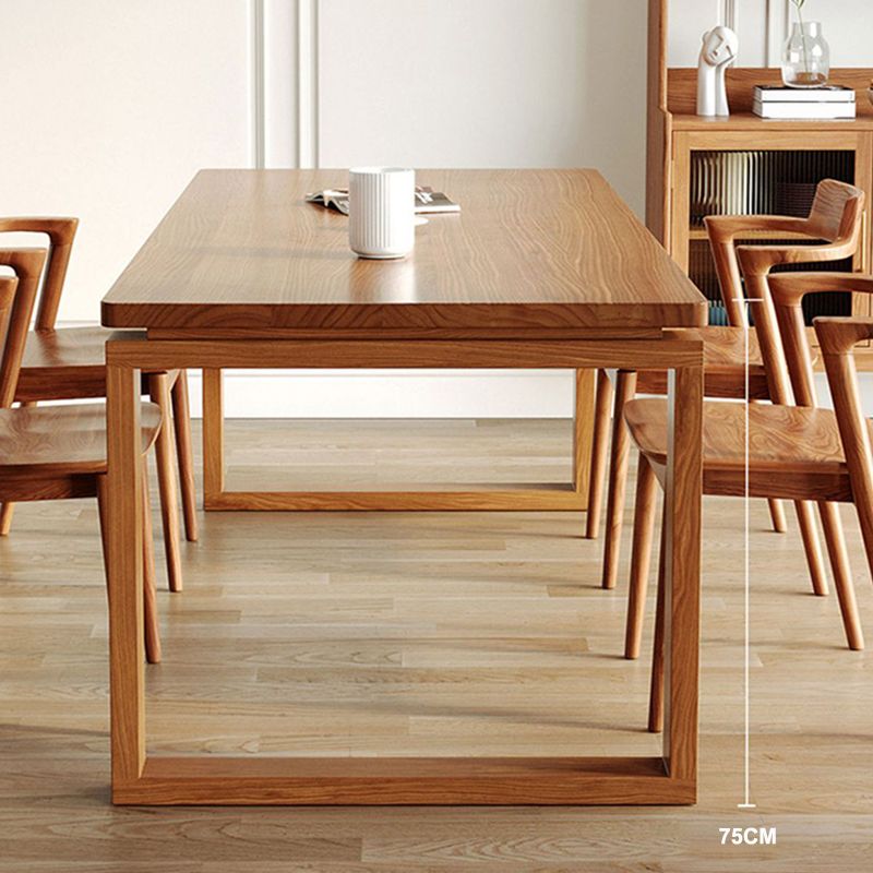 Modern Dining Table with Sled Base Rectangle Pine Solid Wood Table