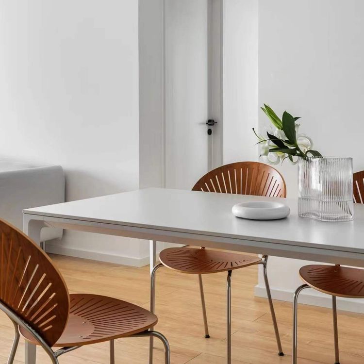 Mesa de comedor de piedra sinterizada contemporánea Mesa de comedor de forma rectangular blanco para cocina