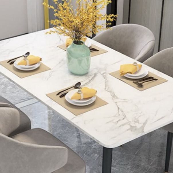 Modern Dinette Set 1/4/5 Pieces Rectangle White Marble Dining Table Set