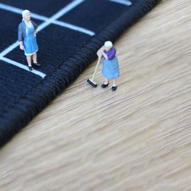 Gray Modern Rug Polyester Contrast Color Design Rug Washable Rug for Living Room