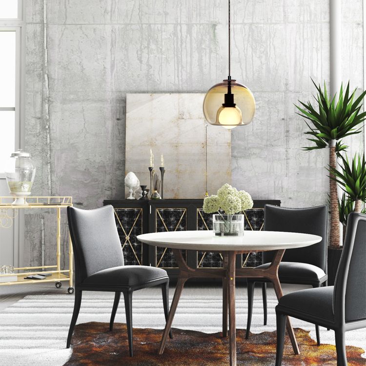 1-Ligth Clear Glass Pendant Lighting Fixtures Minimalism Ceiling Pendant for Dining Room