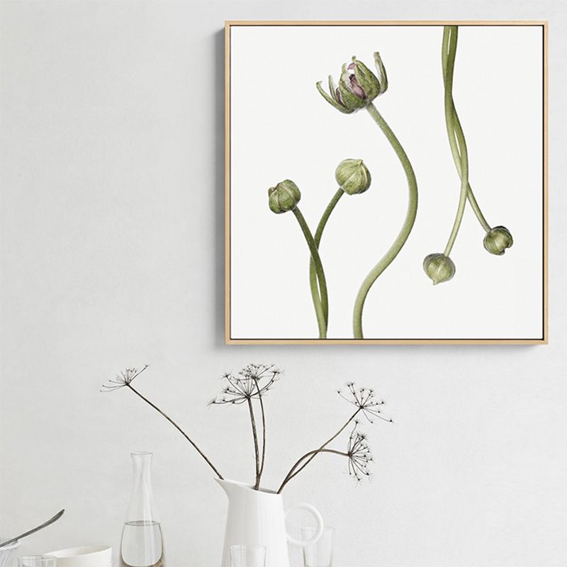 Rural Blossoming Flower Canvas Print Soft Color Textured Wall Art for Sitting Room