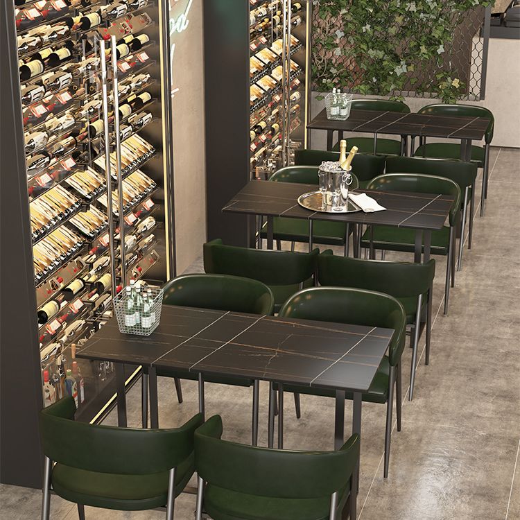 Industrial Iron Dining Table Stone Dining Furniture with Metal Base