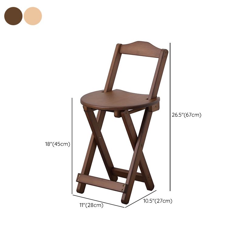 Solid Wood Dining Stools Contemporary Folding Bar Stools with Footrest