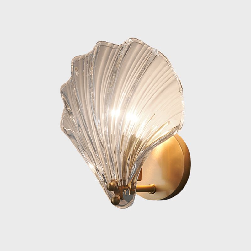 Contemporary Single Brass Bathroom Vanity Light LED Glass Shaded Bath Bar