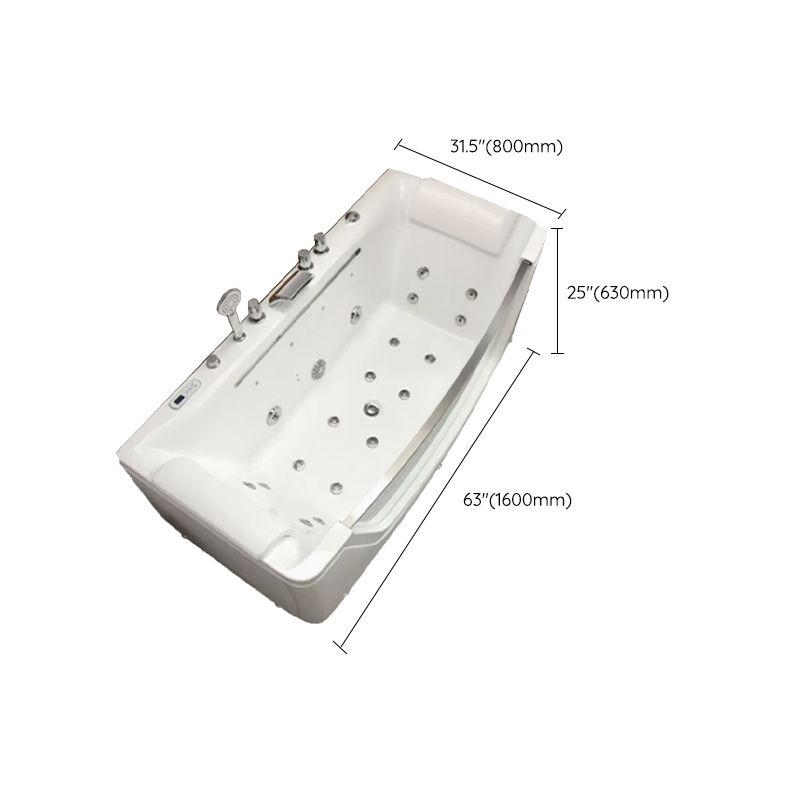 Modern Rectangle Acrylic Bathtub Back to Wall with Massage Device