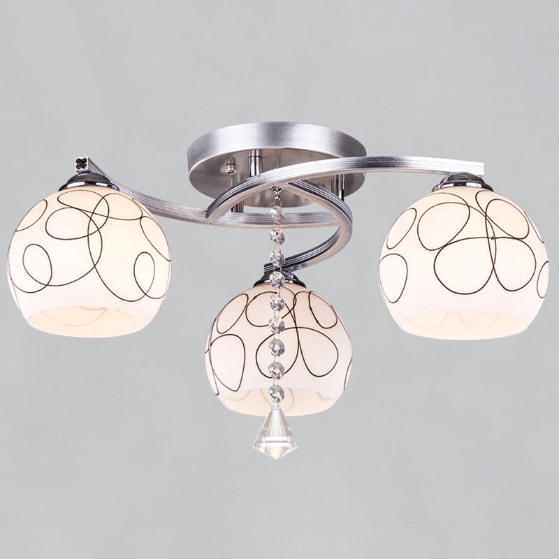 Cromo 3 illuminazione a soffitto a soffitto moderno in metallo latte in vetro semifulò illuminazione per soggiorno per soggiorno