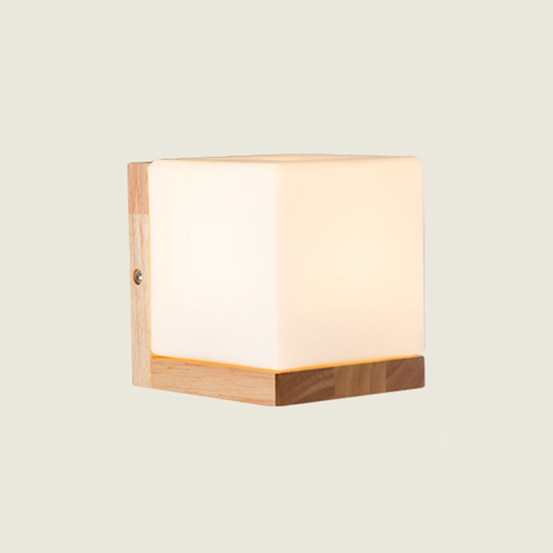 Square Wall Lighting Fixtures Modern Style Wood 1 Light Wall Lighting
