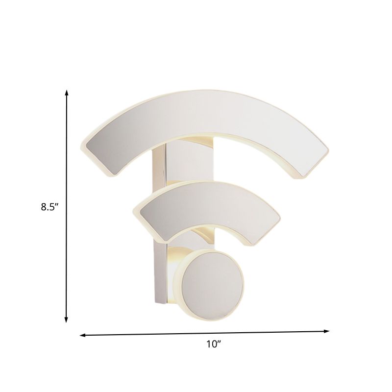 Wifi Logo Sconce Light Fixture Modernist Acrylic LED White Wall Mounted Lamp in Warm/White Light for Bedroom