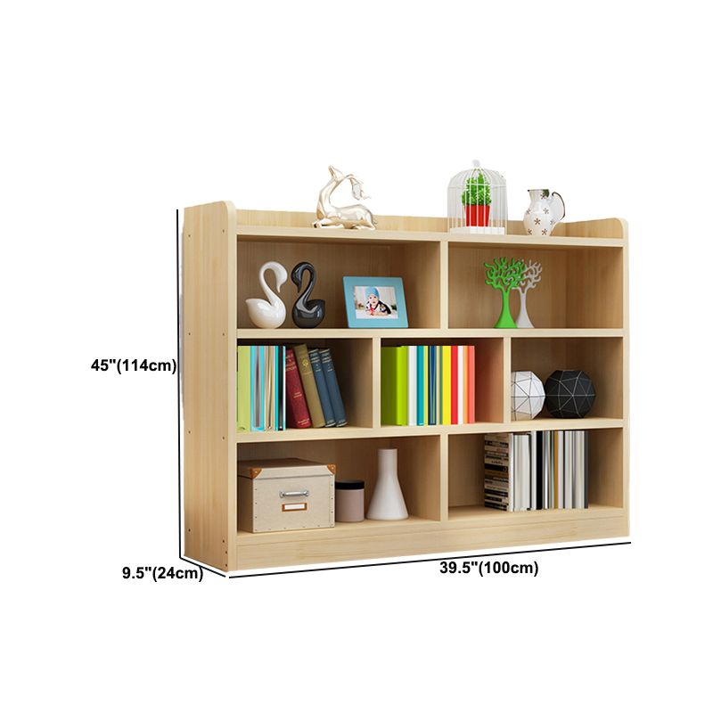 Contemporary Natural Wooden Book Shelf Closed Back Shelf Bookcase for Home