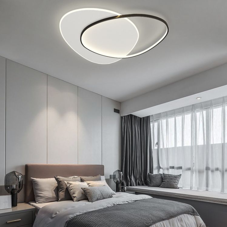 Plafonnier LED en aluminium dans un style créatif moderne, Noir et blanc acrylique oblong encastré
