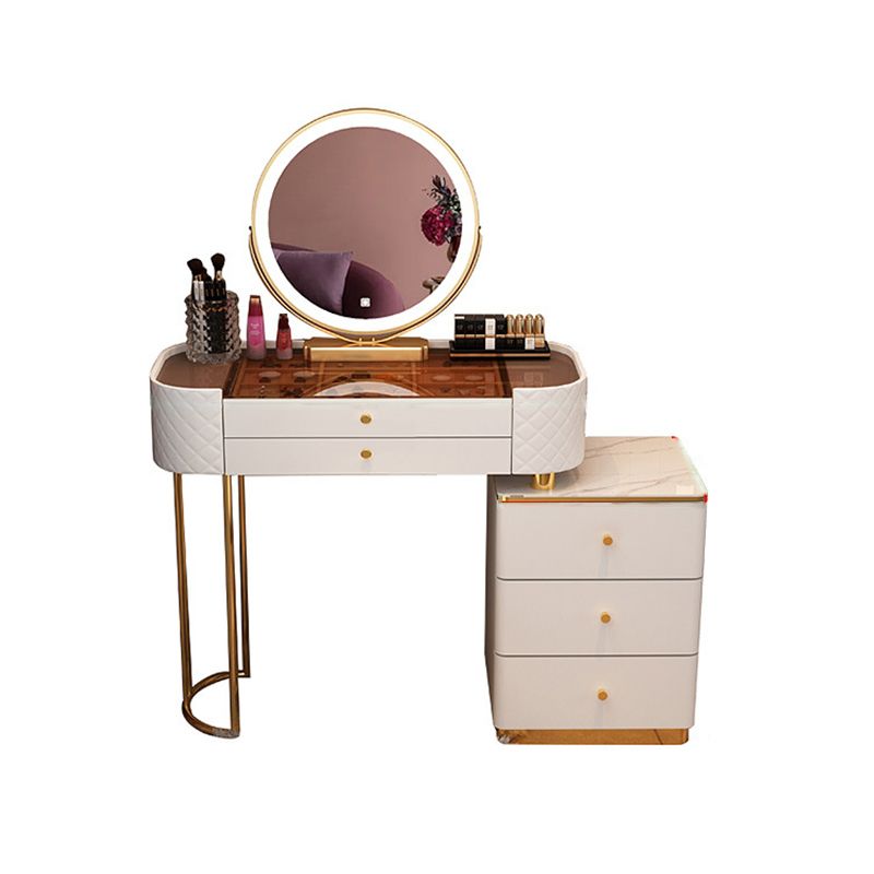 Glam Makeup Vanity Set Glass Top Vanity Dressing Table with Drawers