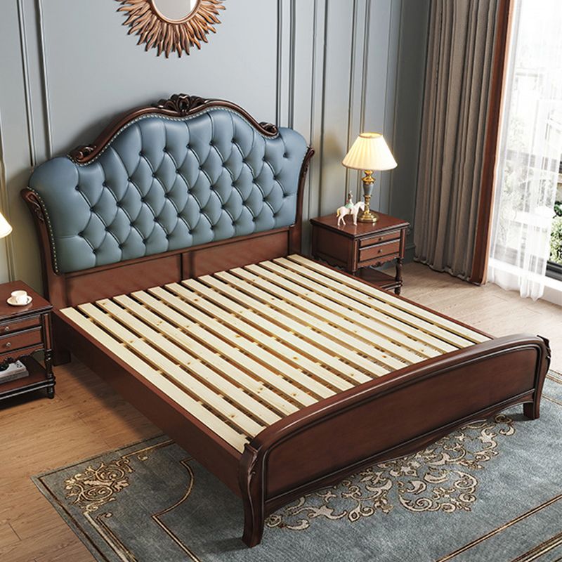 84.65 inch Wide Contemporary Panel Bed Espresso Standard Bed with Headboard