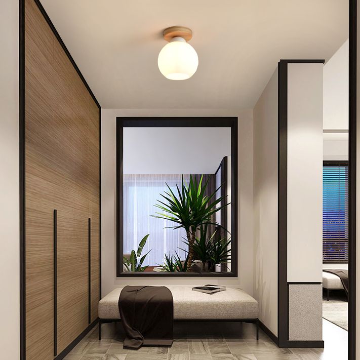 Luminaire de plafond à abat-jour blanc, montage encastré en verre moderne pour chambre à coucher