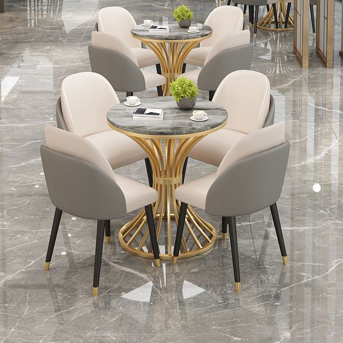 Faux Leather Dining Chair Glam Style Parsons Armless Chair Set