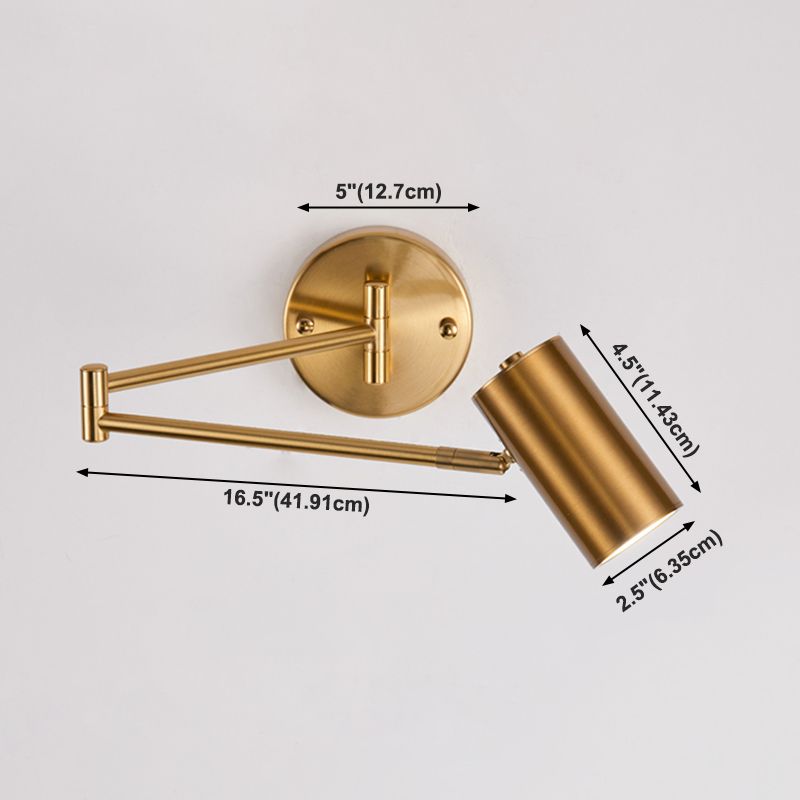 Lámpara de pared ajustable de aluminio electroplacado en la luz de pared cilíndrica de hierro de estilo de lujo moderno