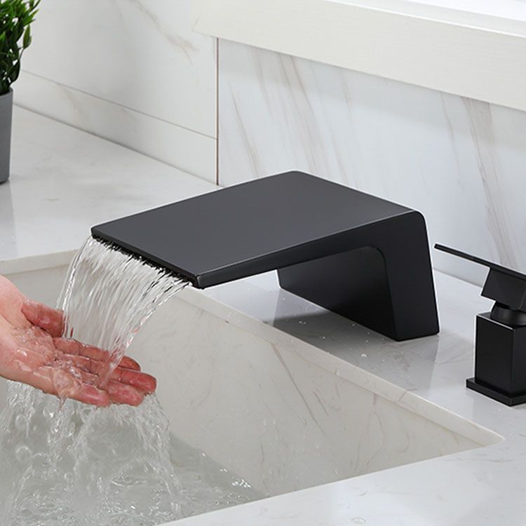 Waterfall Spout Tub Filler with 1 Handle Deck Mount Bathroom Faucet