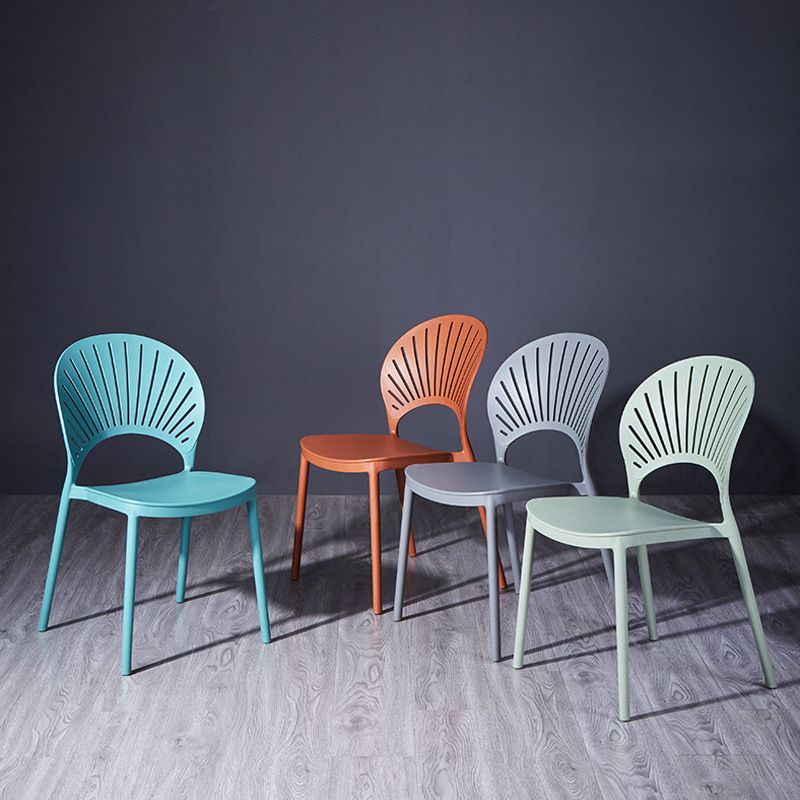 Modern Plastic Chair Open Back Dining Side Furniture in Matte Finish