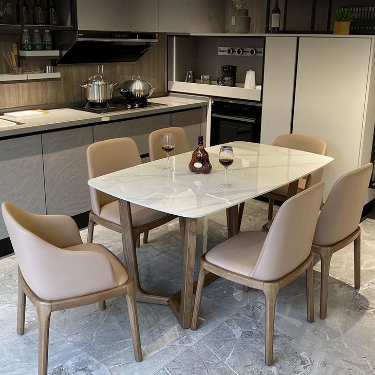 Home Dinner Room Kitchen Table Traditional Luxury Stone and Wood Dining Site Table