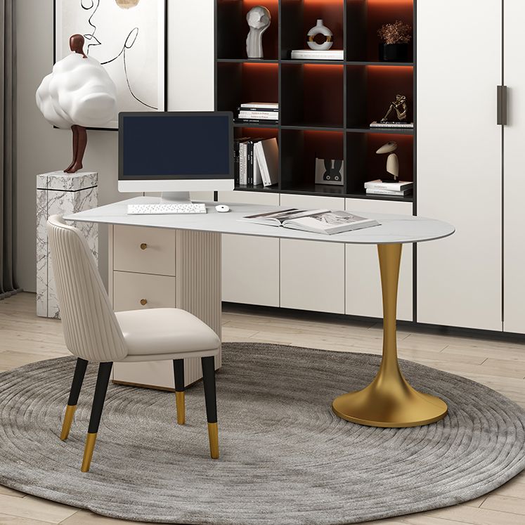 Peninsula Modern Writing Table Fixed Study Table of Sintered Stone