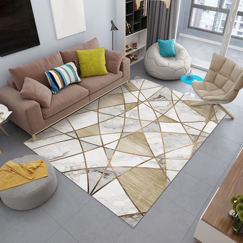 Modern Washable Carpet Funky Marble Print Carpet Polyster Living Room Carpet with Non-Slip Backing