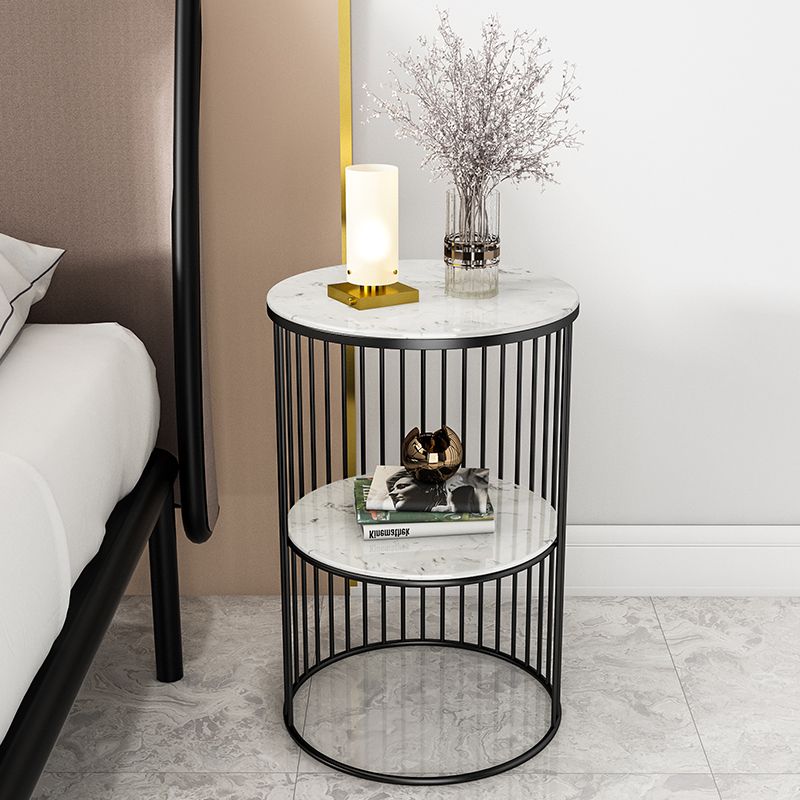 21.6" Tall Modern Style Sofa Side Accent Table Metal Drum End Table
