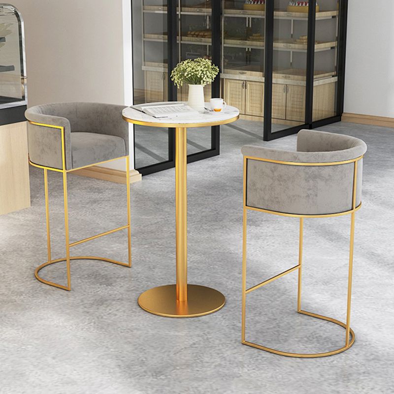 Glam Bar Set 1/2/4/7 Pcs Marble Bar Table with Upholstered Stools