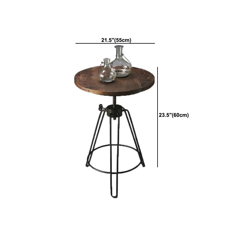 Rustic Style Side End Table Tri Pin Round Sofa Side Accent Table