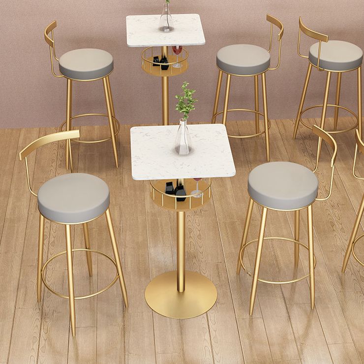 1/3 Pieces Glam Iron Bar Table Set Storage Bistro Set with Faux Marble Top