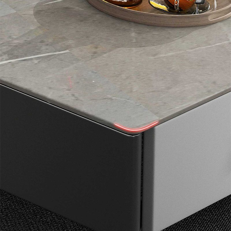 Rectangular Slate 4 Legs Coffee Table Modern 1 Single with 4 Drawers