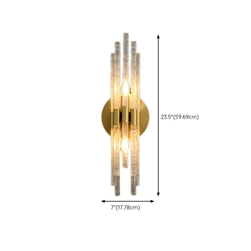 Modern 2 - Light Wall Mounted Sconce Brass and Glass Wall Light in Gold and Clear