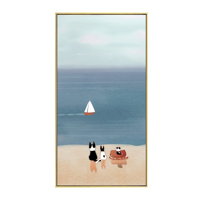 Illustration Pet Canvas Art Kids Style Beautiful Scenery Wall Decor in Pastel Color