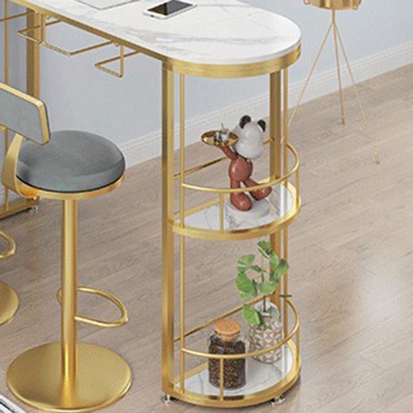 Modern Stone Top Bar Table Set 1/2/3 Pcs Free Form Bar Table and Adjustable Height Stools