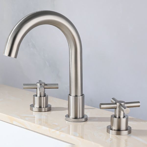 Stainless Steel Sink Faucet Circular Cross Handles Faucet for Bathroom