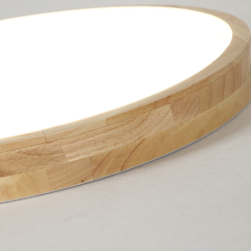 Lámpara de techo empotrada de 1 luz de estilo moderno con luz LED de montaje empotrado circular de madera