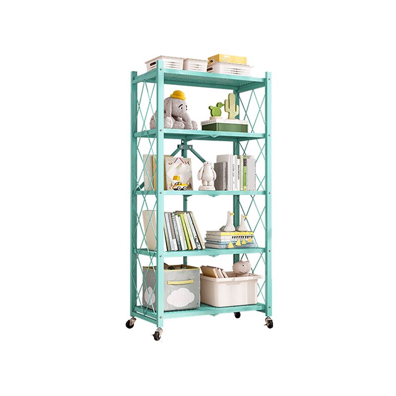 Nordic Foldable Metal Storage Bookshelf Rectangle Movable Open Bookcase