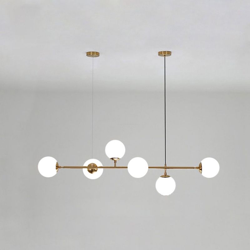 Nordic Glass Island Light 47,5 "Ciondolo isola 6 luci per il ristorante