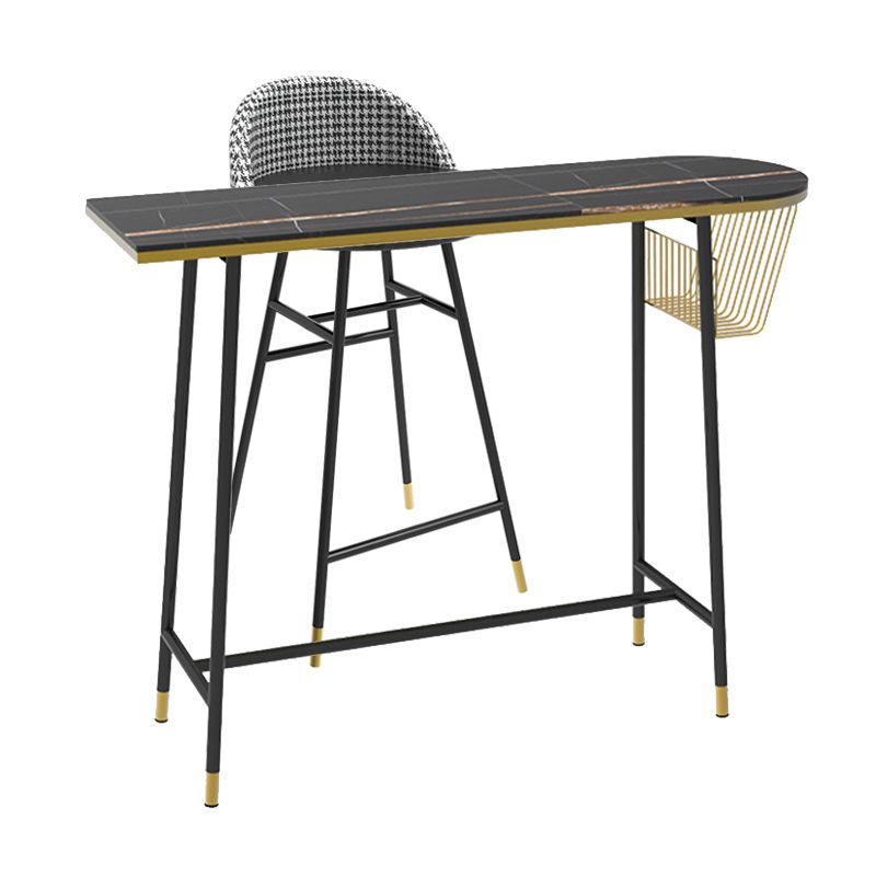 Indoor 1/2/3 Pieces Table and Stool Set Glam Trestle Stone Top Bar Table Set